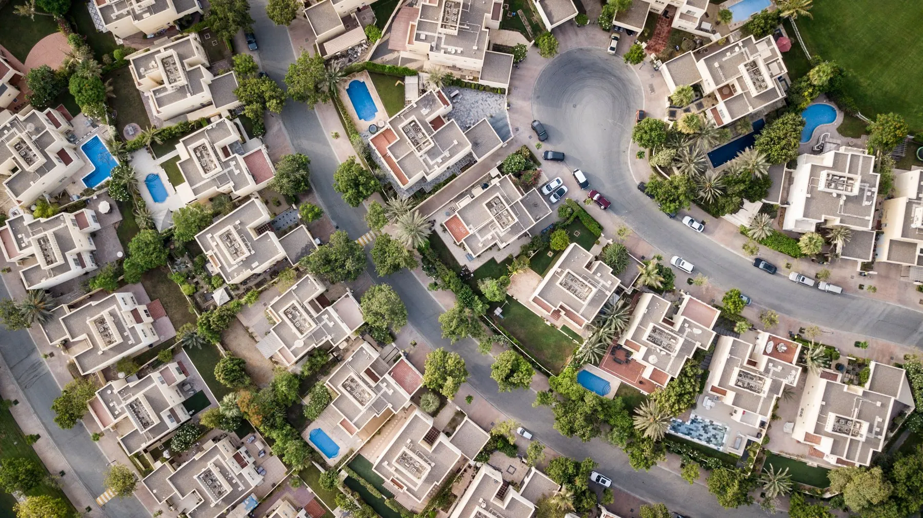 Green residential district from above